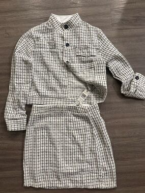 Luxury Black White 2Piece Set Crop Jacket + Mini Skirt, Tagged S, fits like a M